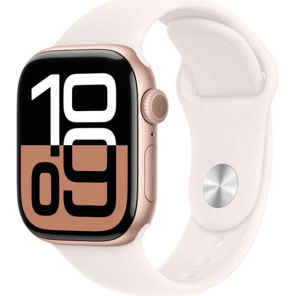 Apple Watch Series 10 42mm Aluminum Rose Gold Case Light Blush Sport Band S/M